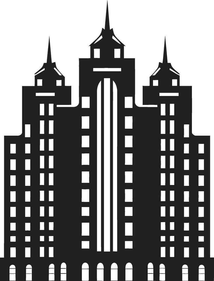 céntrico paisaje urbano multipiso ciudad edificio vector emblema metrópoli elevación multipiso paisaje urbano icono en vector logo