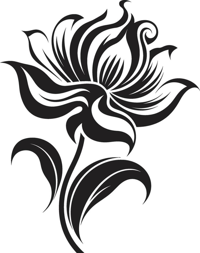 resumen floral minimalismo negro vector diseño elegante botánico bosquejo mano dibujado negro emblema