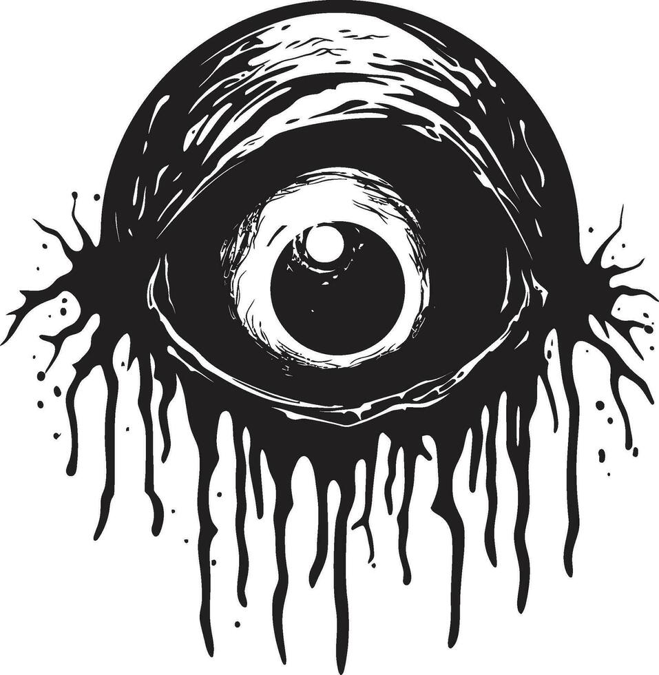 Chilling Undead Sight Black Zombie Eye Logo Disturbing Zombie Gaze Creepy Black Vector