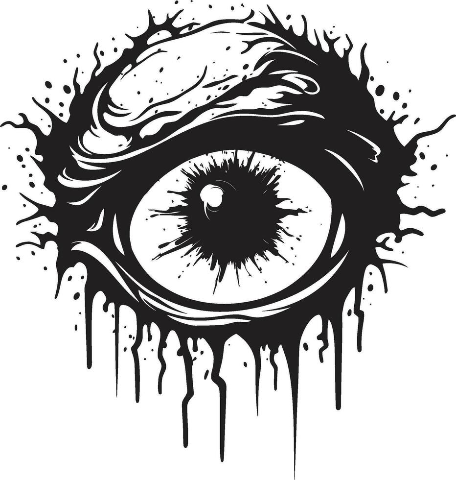 Ghoulish Stare Creepy Vector Eye Icon Macabre Zombie Sight Black Scary Eye Logo