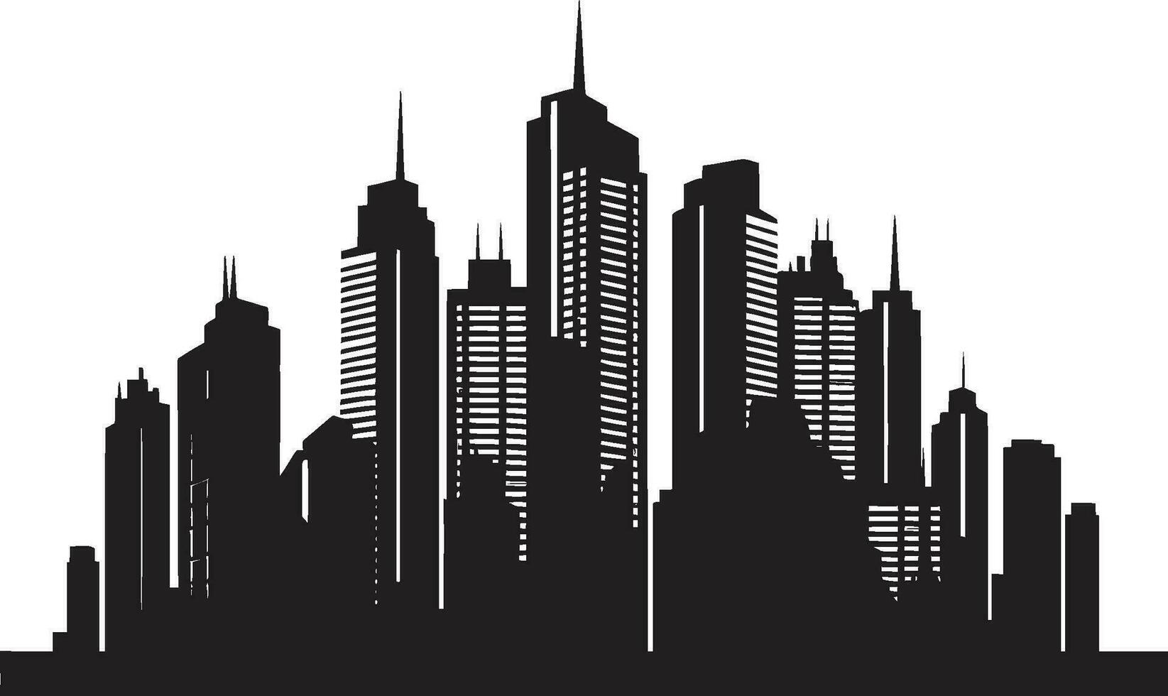 Cityline Dreamscape Multifloor Urban Vector Icon Downtown Skylinescape Multifloor City Building Vector Emblem