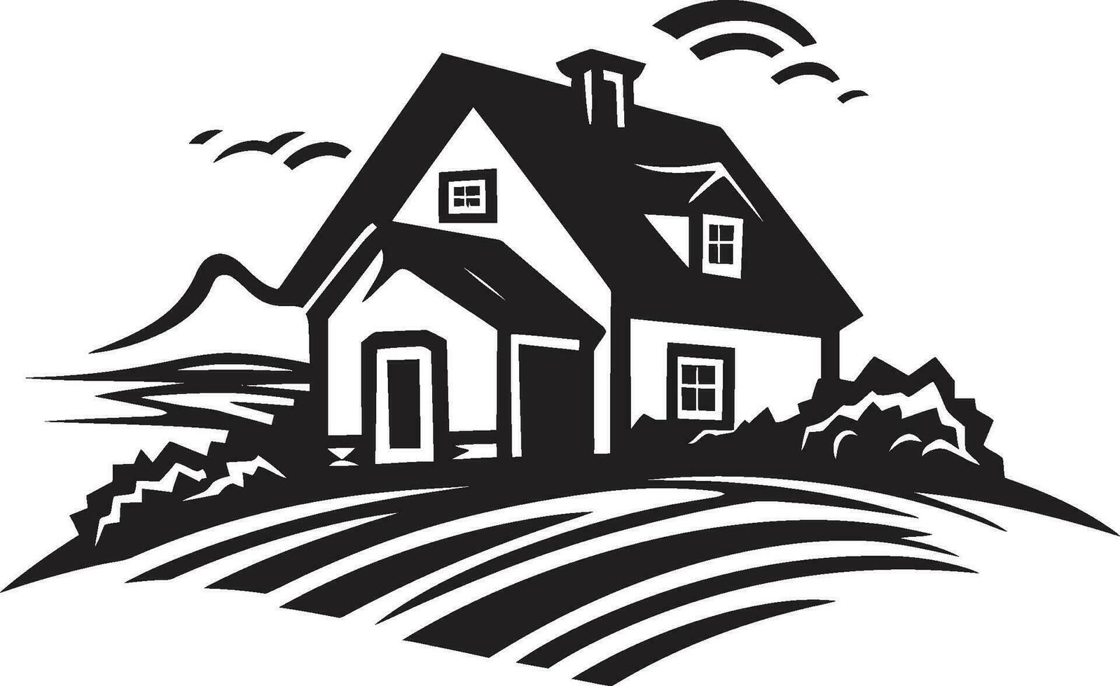 Agrarian Retreat Design Farmers House Vector Icon Rustic Homestead Symbol Farmhouse Vector Emblem