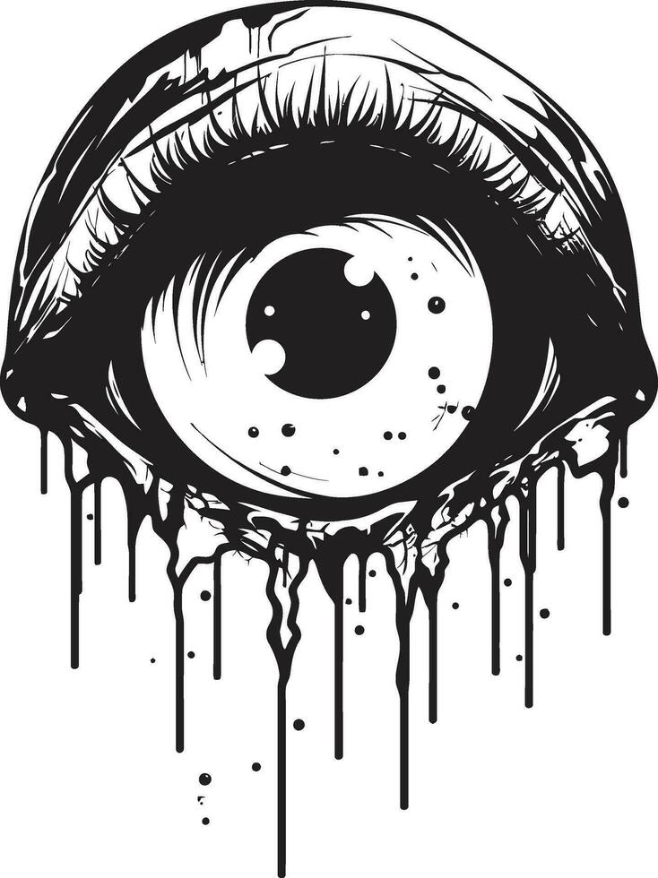 Eerie Unsettling Glance Black Zombie Icon Frightening Zombie Stare Creepy Eye Emblem vector