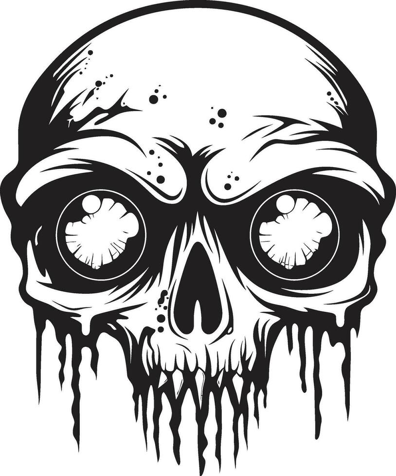 Chilling Scary Skull Black Vector Design Menacing Zombie Head Creepy Black Icon