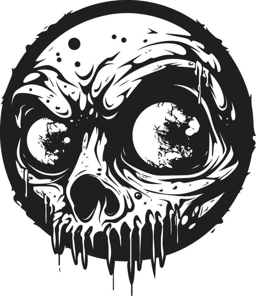 Sinister Zombie Visage Creepy Skull Icon Chilling Scary Skull Black Vector Design