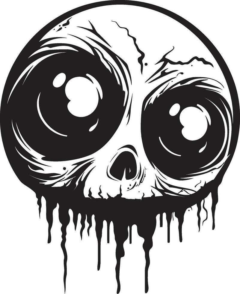 Macabre Horror Skull Black Creepy Emblem Eerie Undead Skull Black Vector Horror Emblem