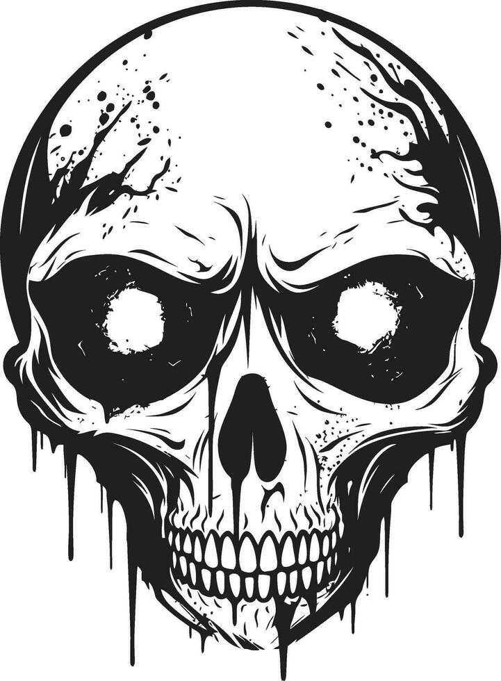 Menacing Zombie Head Creepy Black Icon Haunted Undead Visage Vector Scary Skull Emblem