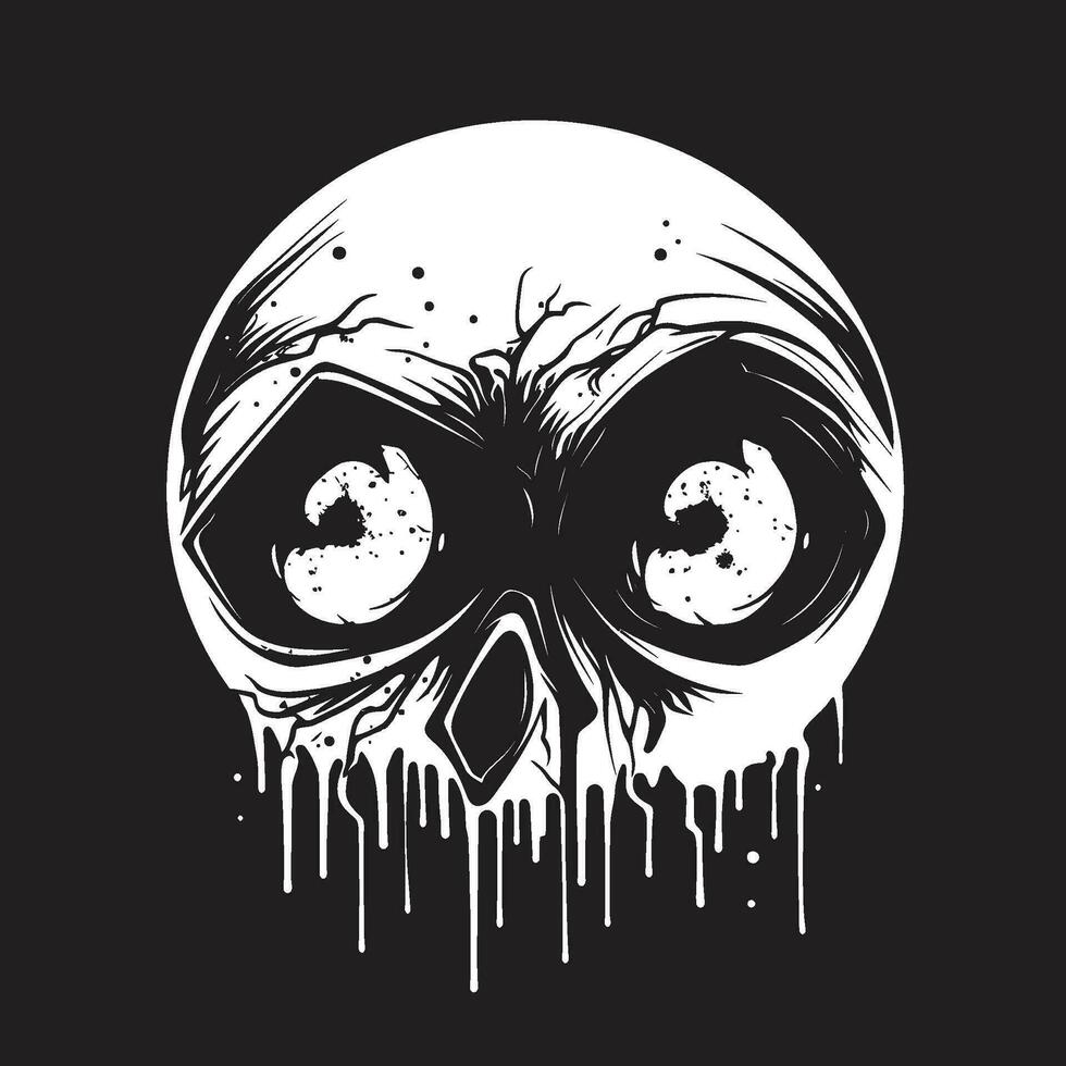 Siniestro muertos vivientes cráneo vector zombi emblema horripilante cráneo negro Siniestro cráneo logo