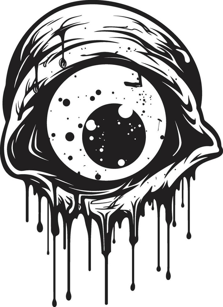 Relajado muertos vivientes visión negro zombi ojo logo perturbador zombi mirada Siniestro negro vector