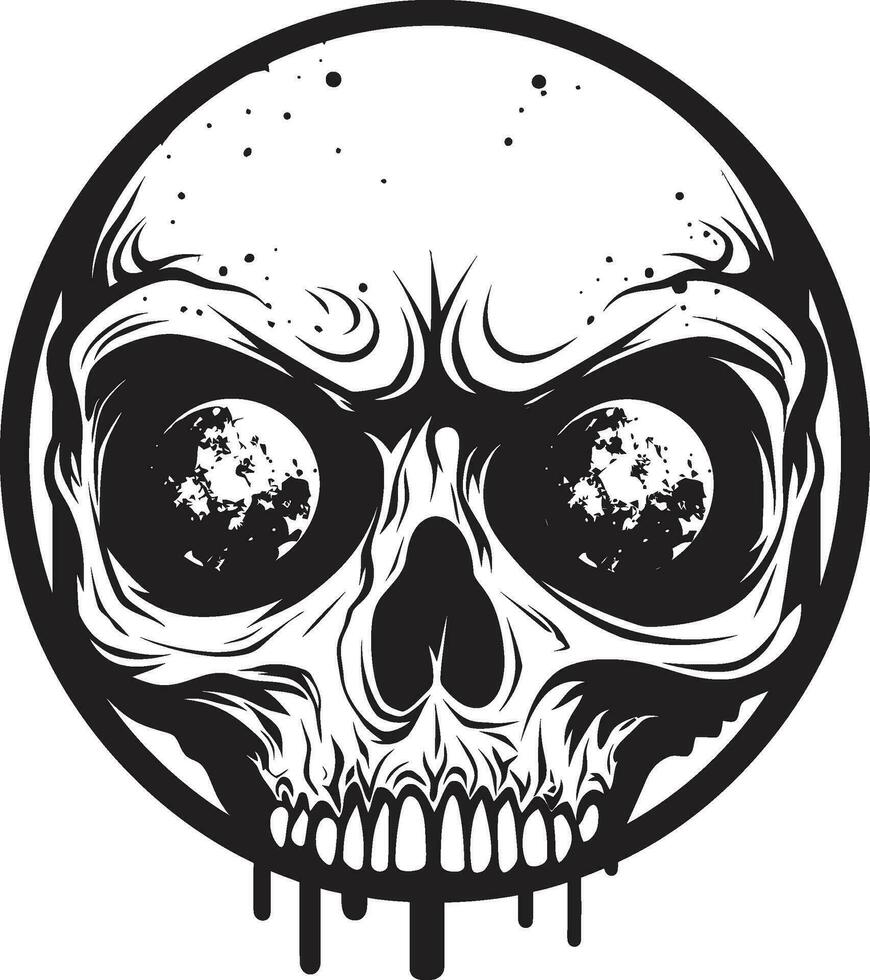 Spooky Zombie Glare Vector Scary Head Design Eerie Unsettling Skull Black Zombie Icon