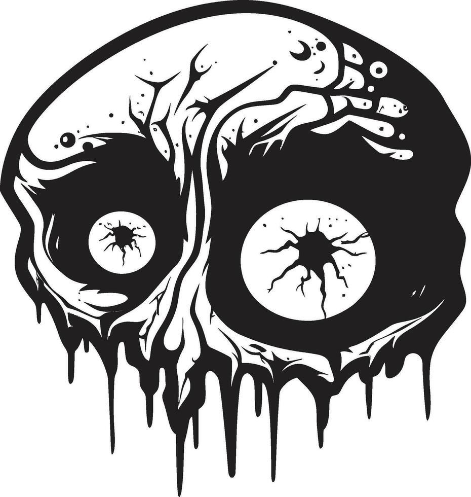 Siniestro muertos vivientes cráneo vector zombi emblema horripilante cráneo negro Siniestro cráneo logo