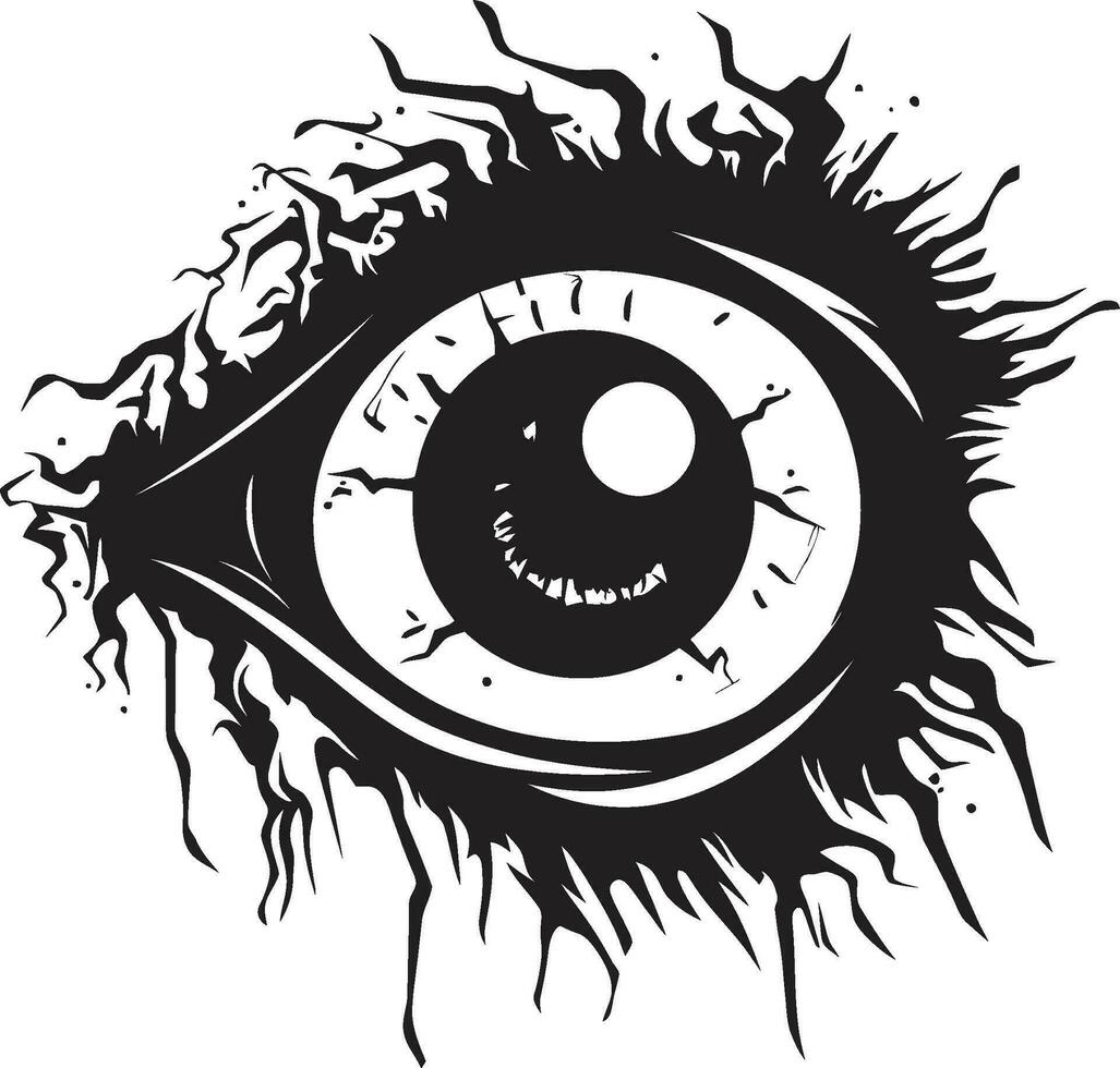 horripilante mirar fijamente negro Siniestro ojo logo escalofriante zombi mirada vector de miedo ojo diseño