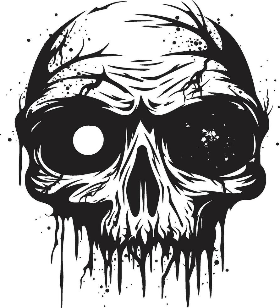 Siniestro muertos vivientes cráneo vector zombi emblema horripilante cráneo negro Siniestro cráneo logo