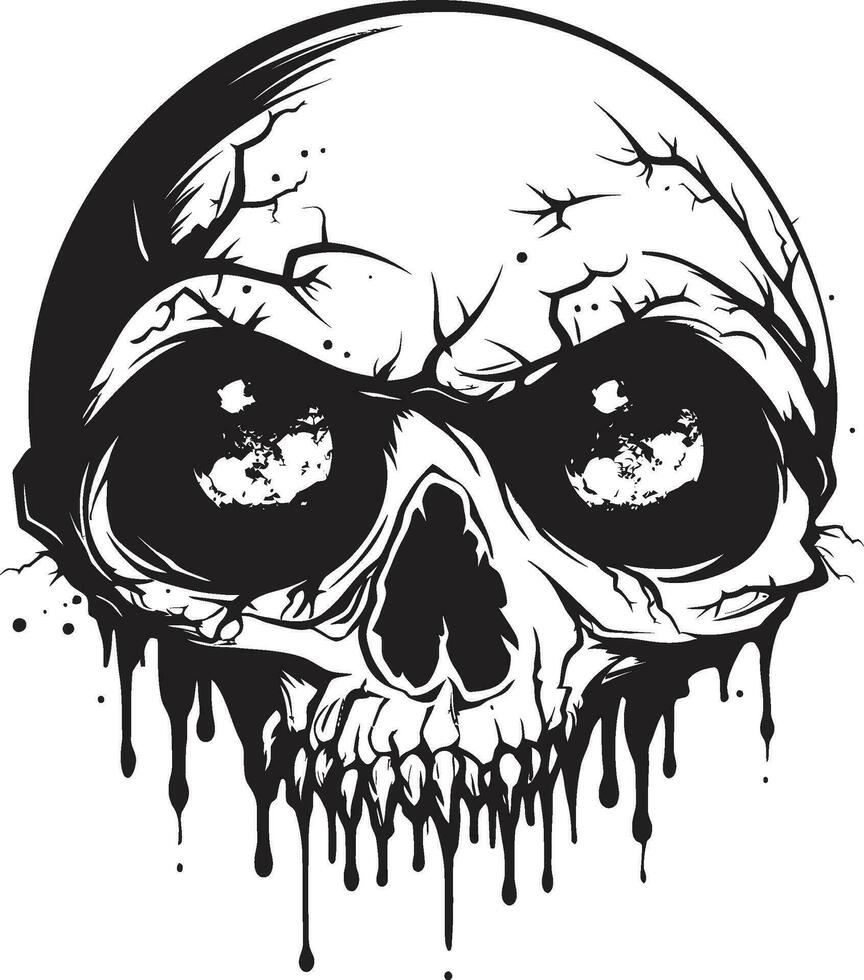 Horrifying Cranium Black Creepy Skull Logo Spooky Zombie Glare Vector Scary Head Design