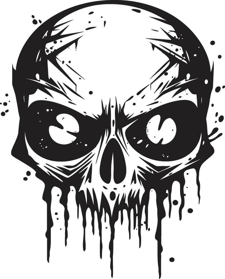 terrible zombi cara negro cráneo icono diseño Siniestro muertos vivientes cráneo vector zombi emblema