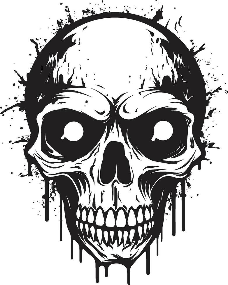 Spooky Zombie Glare Vector Scary Head Design Eerie Unsettling Skull Black Zombie Icon