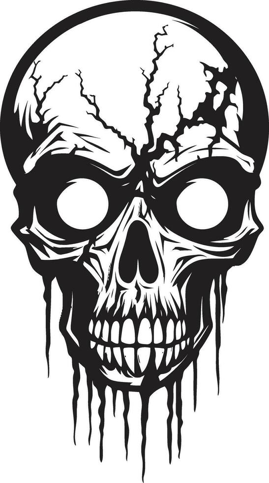 Chilling Undead Stare Black Zombie Logo Disturbing Zombie Skull Creepy Black Vector