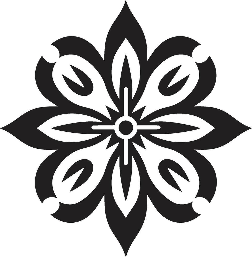 estructurado floraciones negro floral emblema pétalo mosaico geométrico vector icono