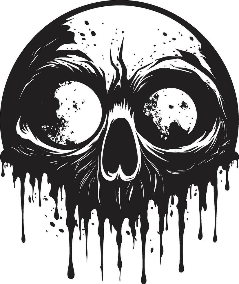 Eerie Unsettling Skull Black Zombie Icon Frightening Zombie Profile Creepy Skull Emblem vector