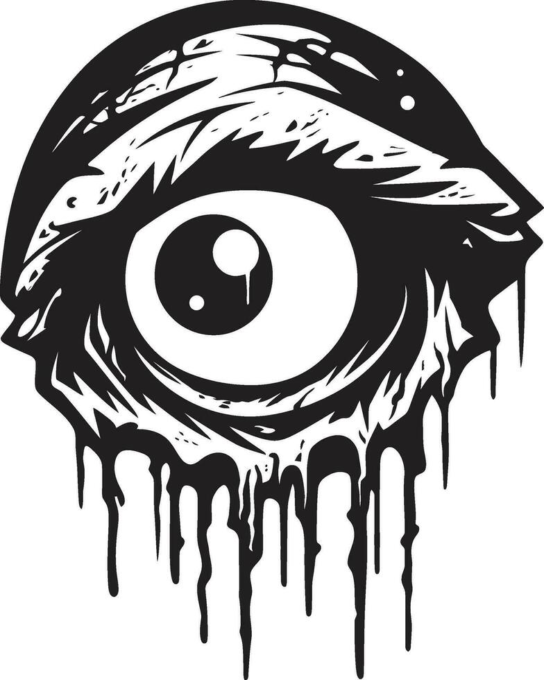 Sinister Gaze Black Vector Scary Eye Demonic Zombie Eye Creepy Black Icon