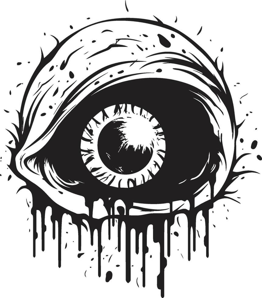 Nightmarish Glare Black Zombie Eye Design Ghoulish Stare Creepy Vector Eye Icon