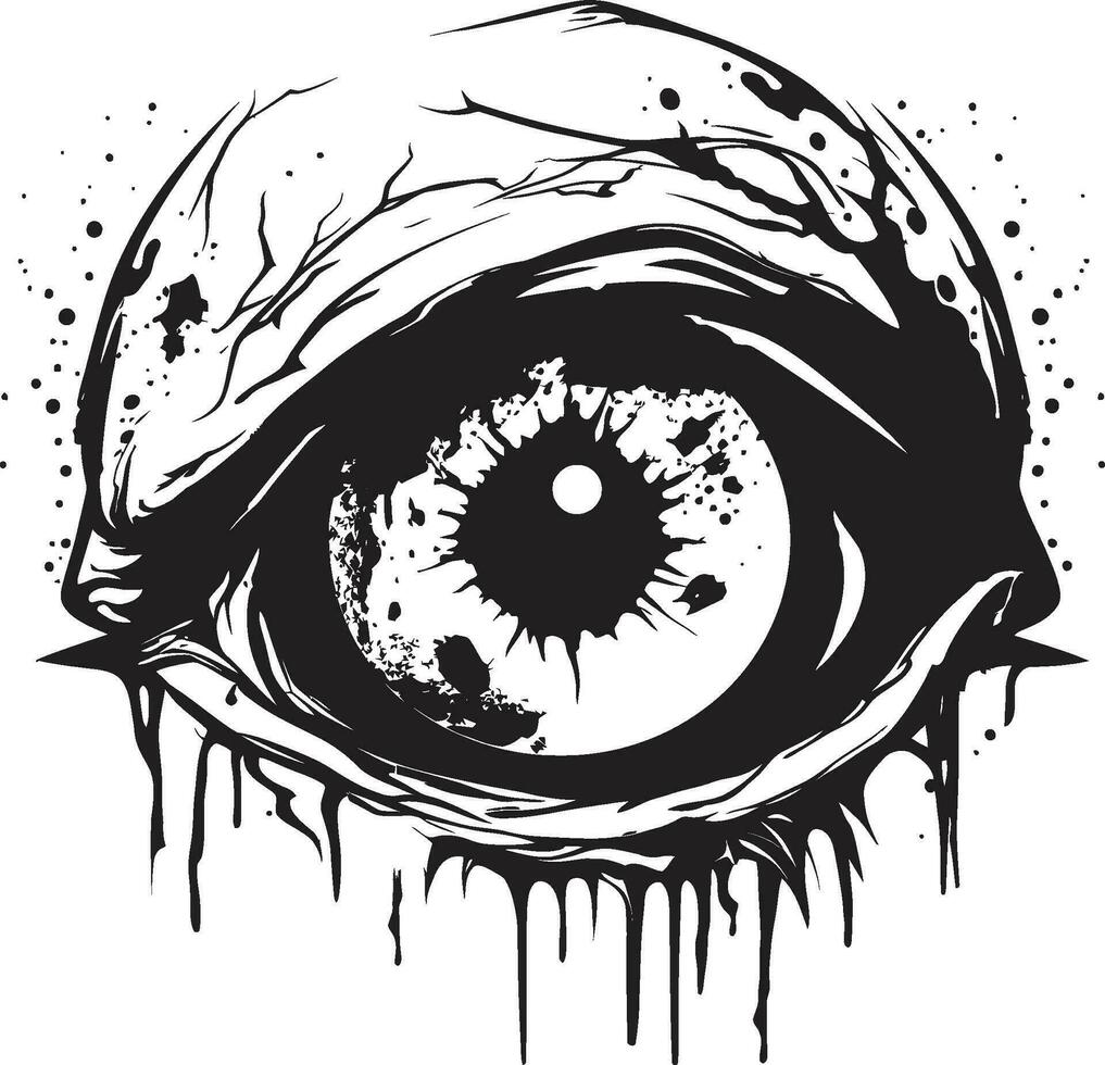 perturbador zombi mirada Siniestro negro vector macabro ojo de terror negro Siniestro emblema