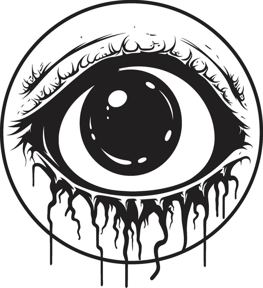 Chilling Undead Sight Black Zombie Eye Logo Disturbing Zombie Gaze Creepy Black Vector