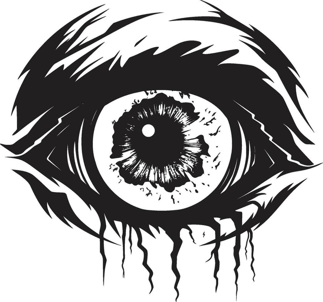 Demonic Zombie Eye Creepy Black Icon Chilling Undead Sight Black Zombie Eye Logo vector