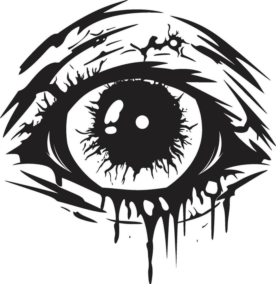 Terrifying Undead Eye Creepy Black Vector Dreadful Zombie Gaze Black Eye Icon Design