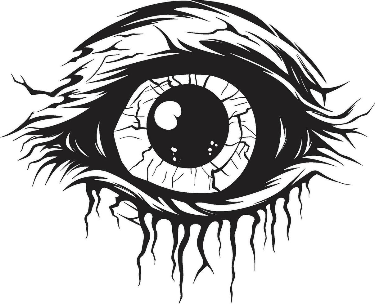 Eerie Unsettling Glance Black Zombie Icon Frightening Zombie Stare Creepy Eye Emblem vector