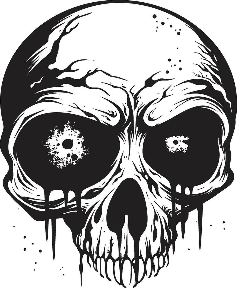 demoníaco zombi cráneo Siniestro negro icono Relajado muertos vivientes mirar fijamente negro zombi logo vector