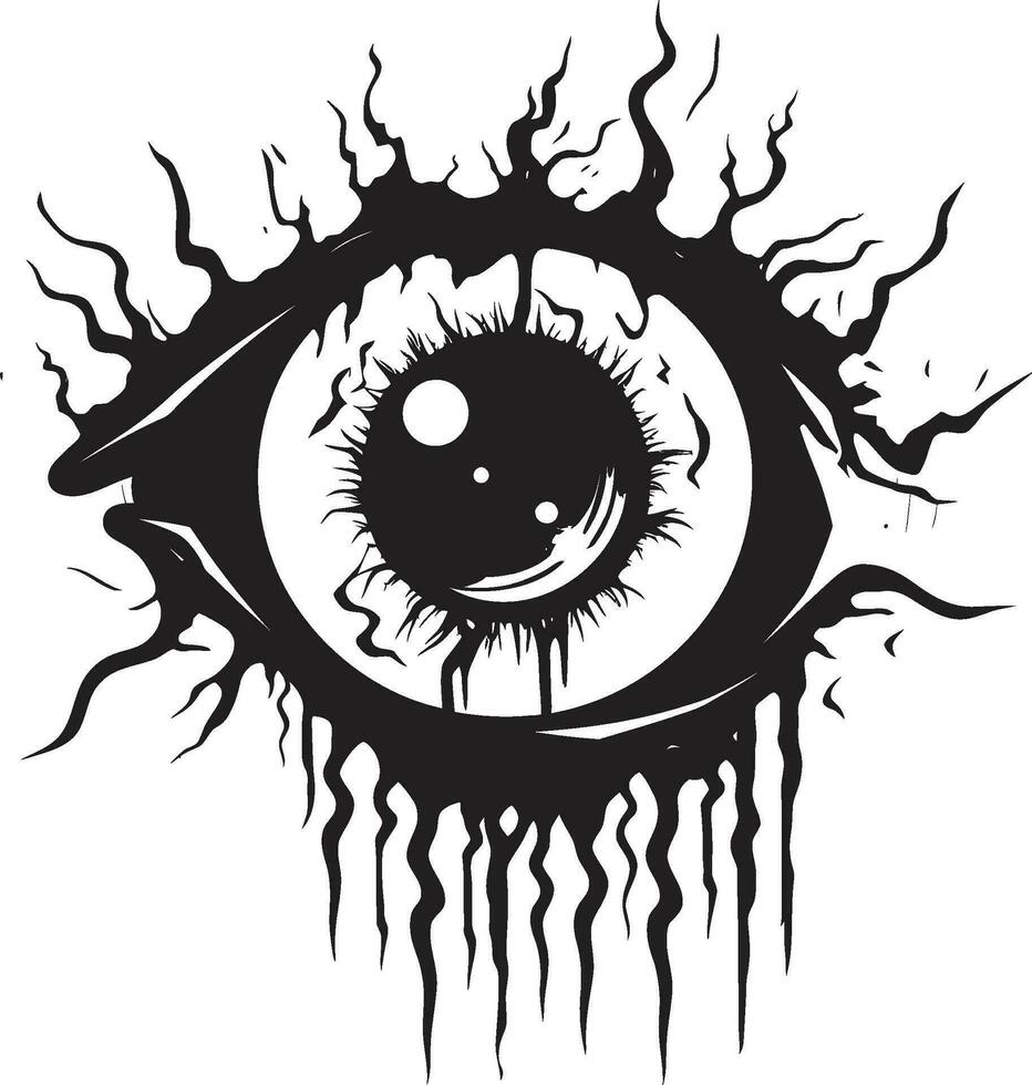 Dreadful Zombie Gaze Black Eye Icon Design Creepy Undead Vision Vector Zombie Eye Emblem