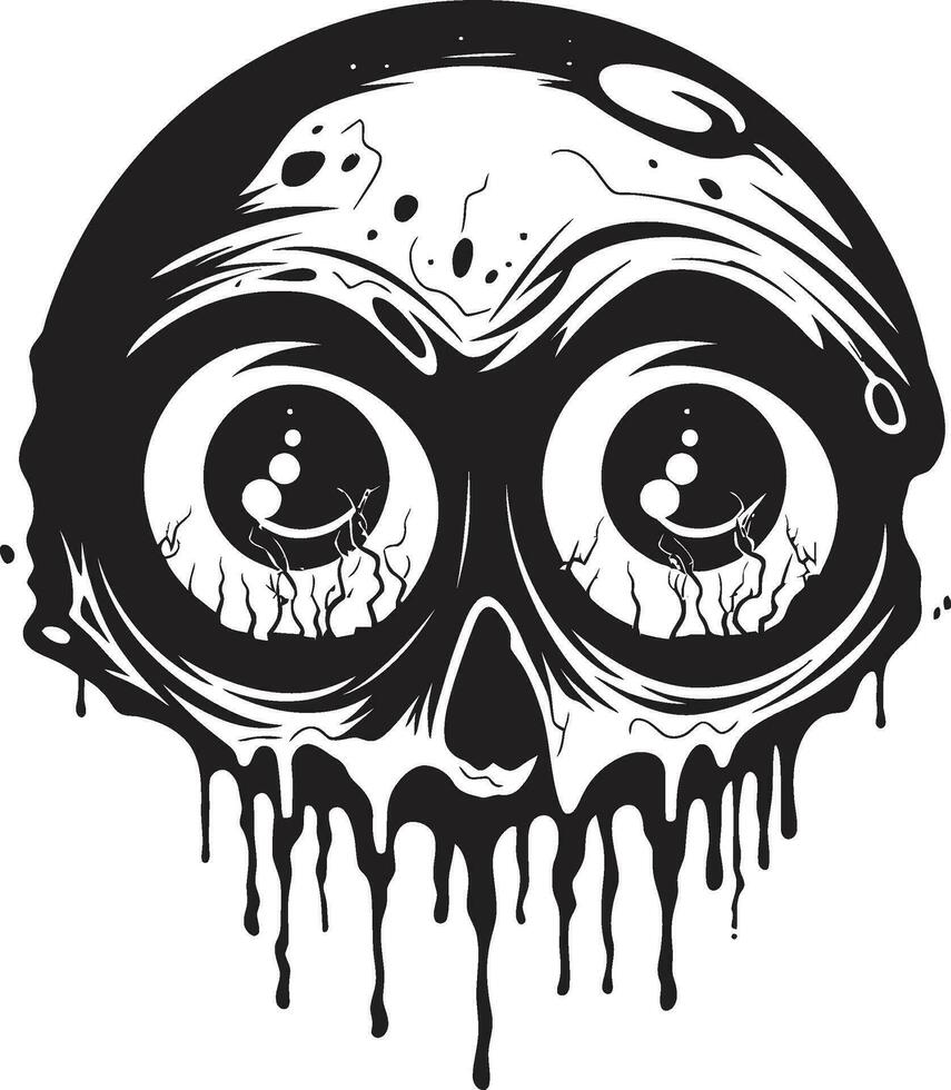 Spooky Zombie Glare Vector Scary Head Design Eerie Unsettling Skull Black Zombie Icon