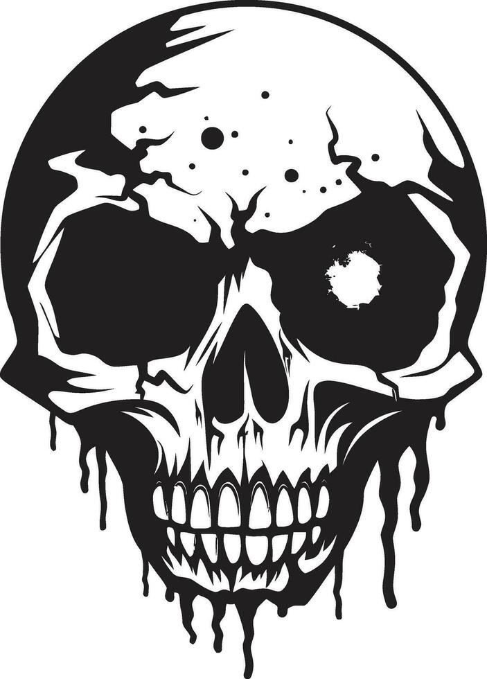 Spooky Zombie Glare Vector Scary Head Design Eerie Unsettling Skull Black Zombie Icon