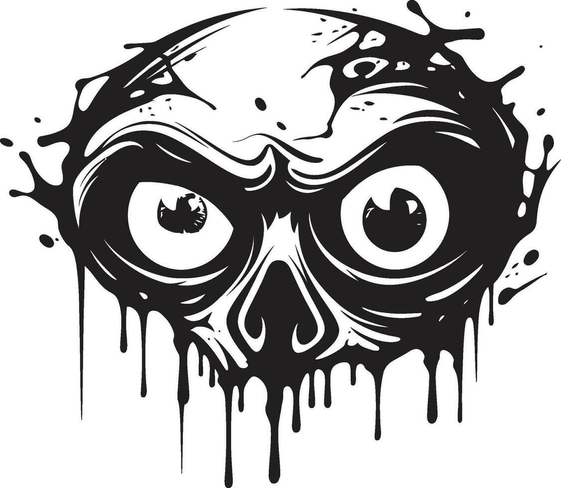 Chilling Scary Skull Black Vector Design Menacing Zombie Head Creepy Black Icon