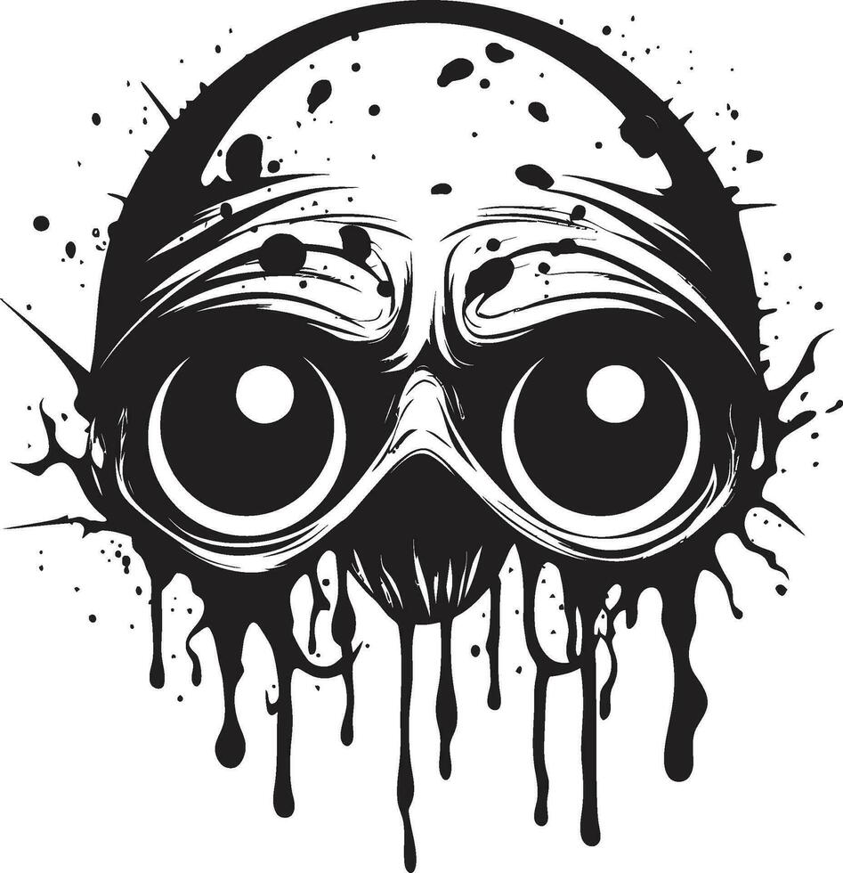 Dreadful Zombie Face Black Skull Icon Design Creepy Undead Skull Vector Zombie Emblem