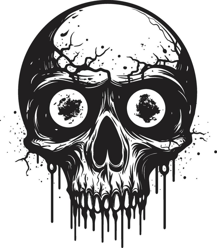 Siniestro muertos vivientes cráneo vector zombi emblema horripilante cráneo negro Siniestro cráneo logo