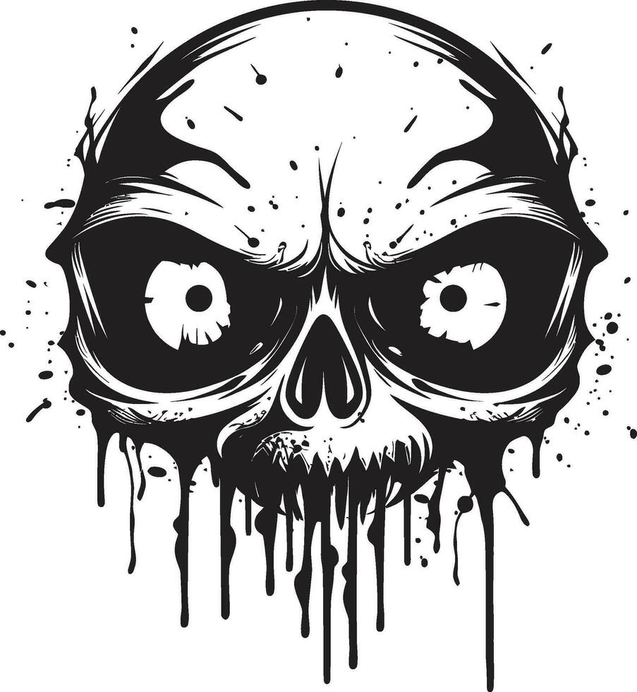 Disturbing Zombie Skull Creepy Black Vector Macabre Horror Skull Black Creepy Emblem