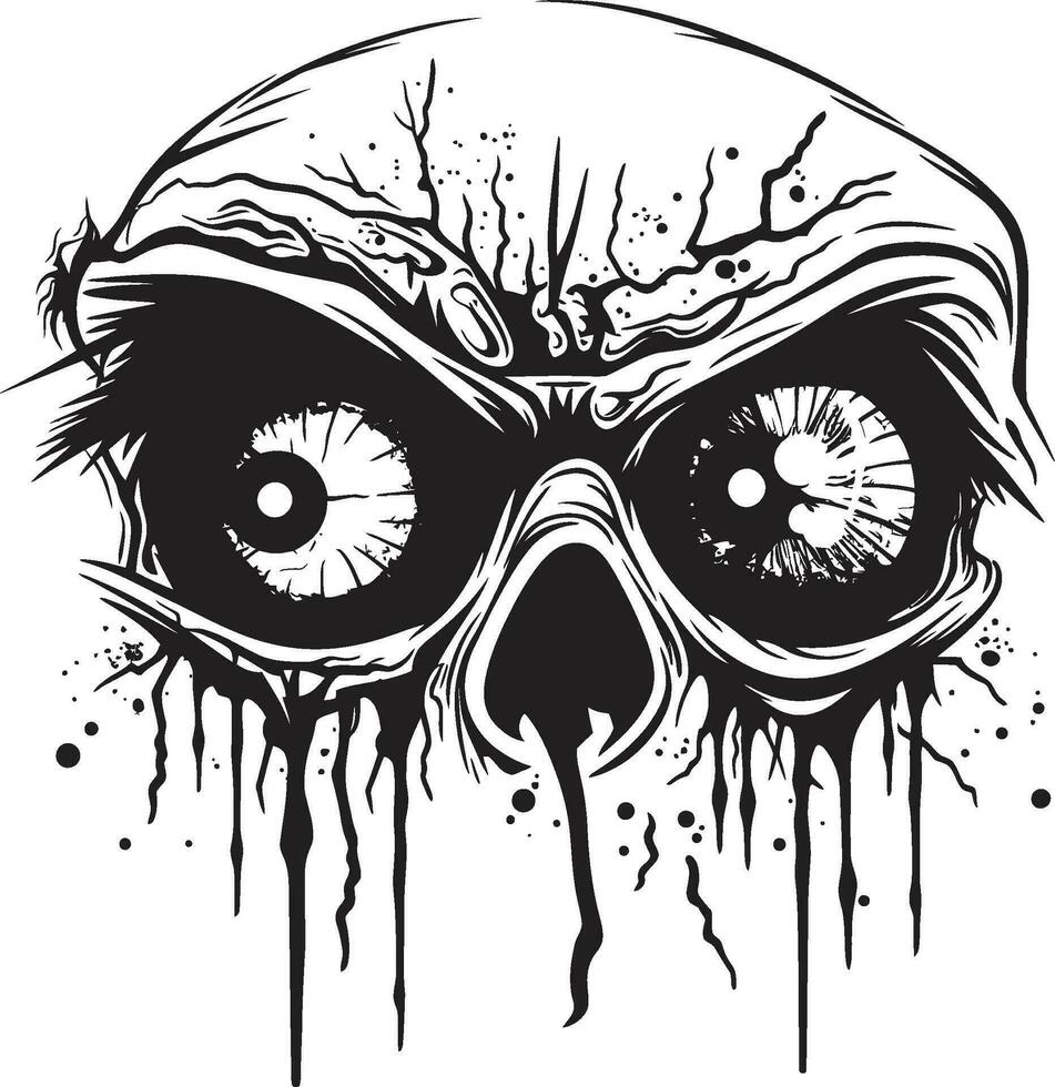 Sinister Zombie Visage Creepy Skull Icon Chilling Scary Skull Black Vector Design