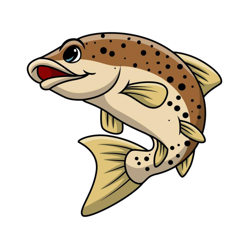 Cute salmon fish cartoon on white background vector