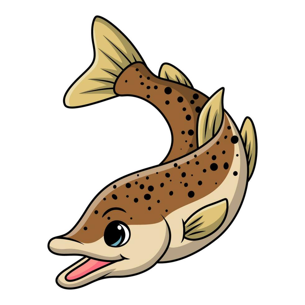 Cute salmon fish cartoon on white background vector