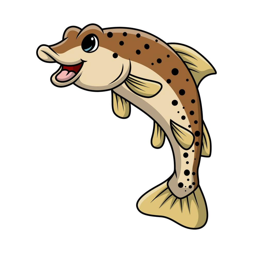 Cute salmon fish cartoon on white background vector