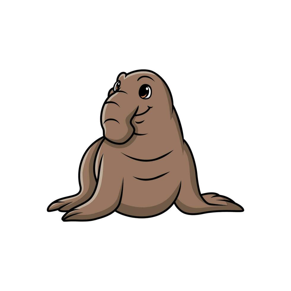 Cute bull elephant seal cartoon on white background vector