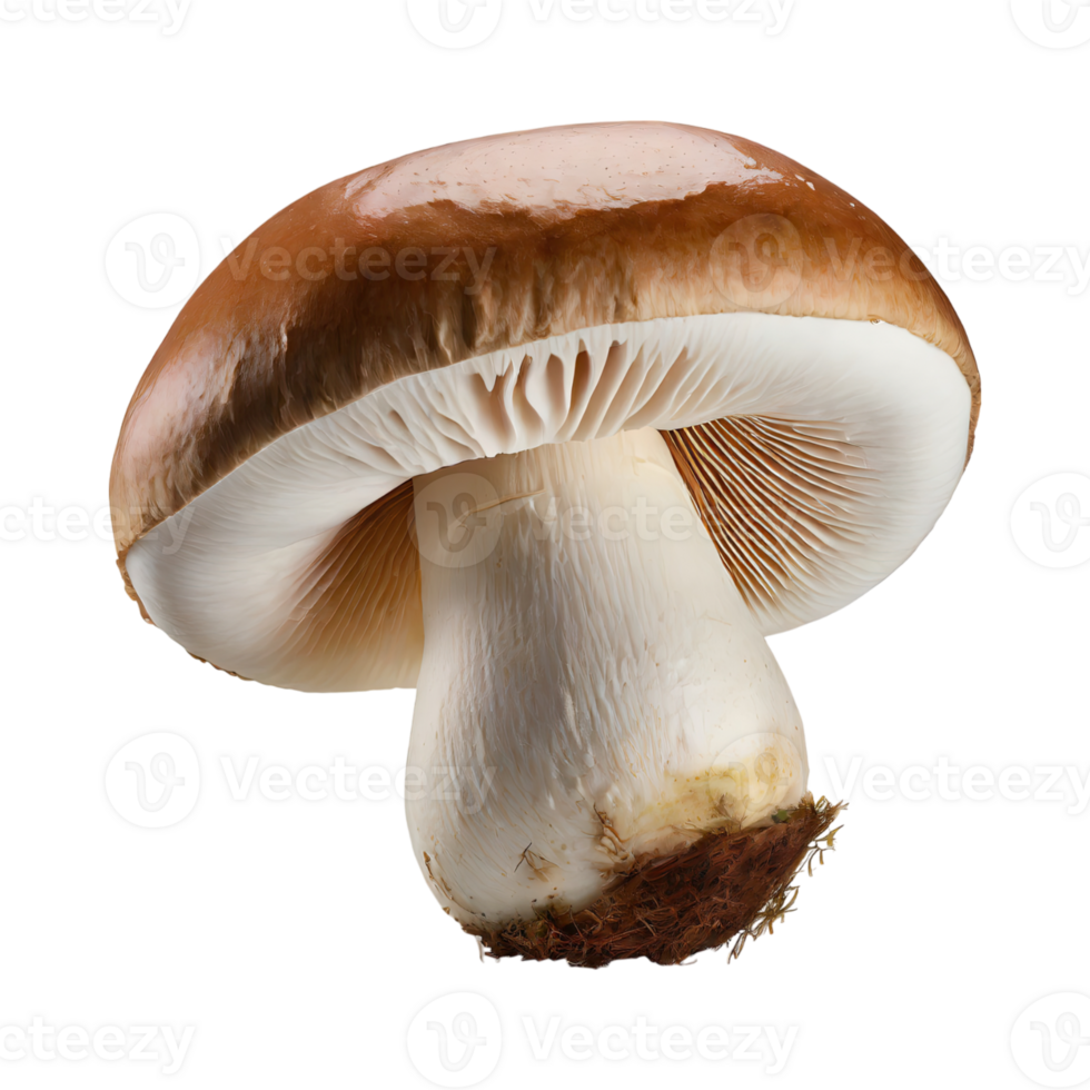 AI generated Floating White Mushroom With A Brown Cap, Without Shadow, Isolated Background png