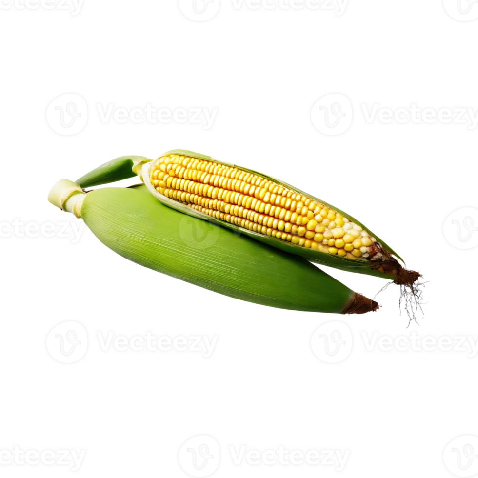 AI generated Bunch Of Yellow Corn With Green Skin, Without Shadow, Isolated Background png
