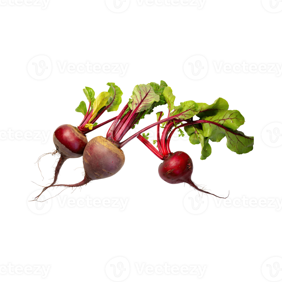 AI generated Red Beetroot With A Green Top, Without Shadow, Isolated Background png