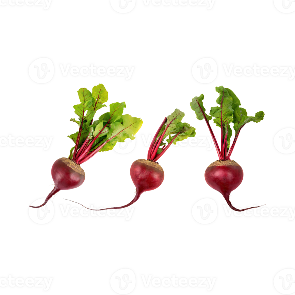 AI generated Red Beetroot With A Green Top, Without Shadow, Isolated Background png