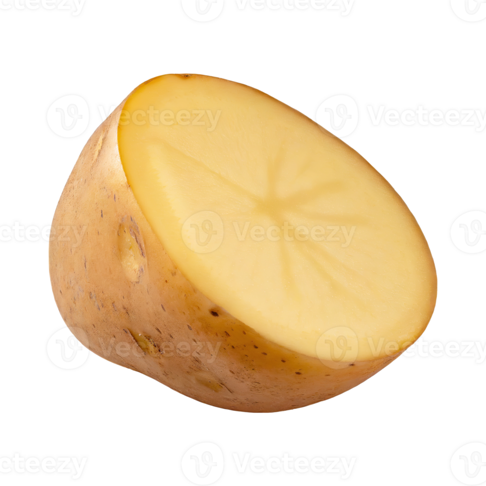 AI generated Fresh Sliced Brown Potato, Without Shadow, Wide Angle, Blank White Isolated Background png