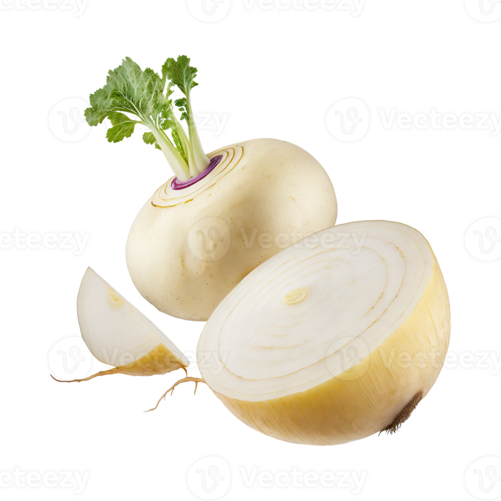 AI generated Floating White Turnip With A Purple Top, Without Shadow, Isolated Background png