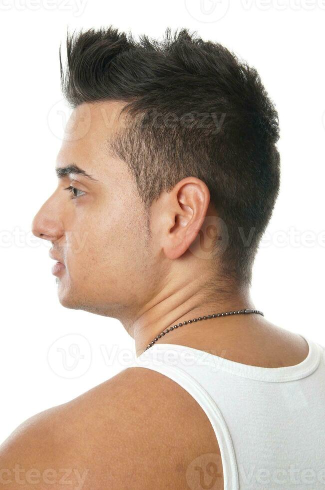 young man with spiky hair photo